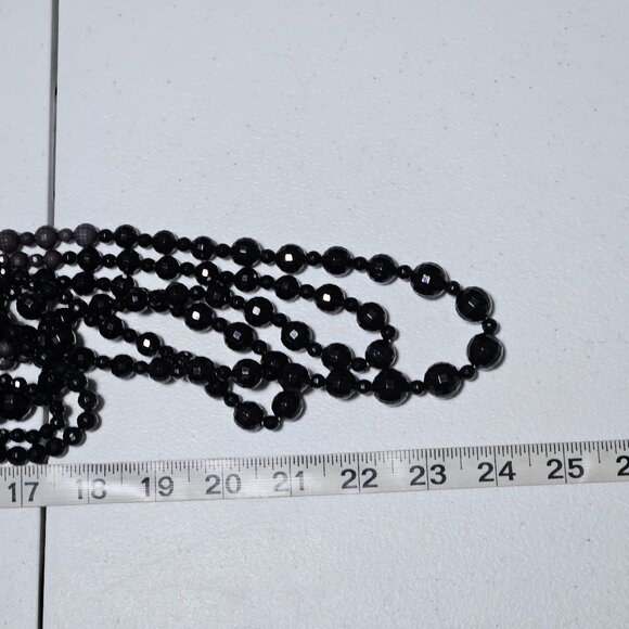 Elegant Black Gray Ombre Beaded Multi Strand Statement Necklace Fashion Jewelry - Picture 7 of 7